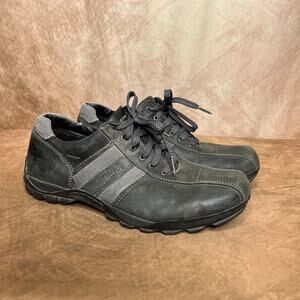 Vintage Y2K Skechers Gray Leather Lace Up Sneakers Fabric Stripes Retro Sporty
